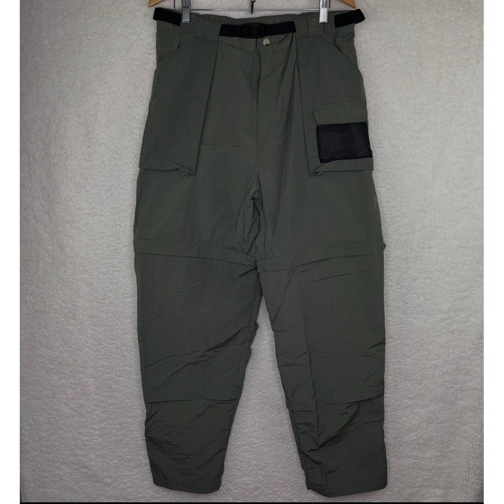 Convertible Cargo Hiking Pants Olive Green Zip Off Shorts Mens XL Belt